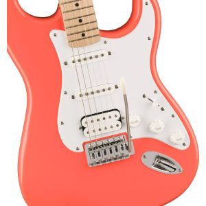 Squier Sonic Stratocaster HSS Maple Fingerboard White Pickguard Tahitian Coral