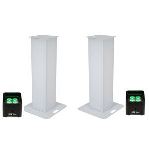 Eurolite 2x Stage Stand 150cm incl. Cover and Bag, white + truss light