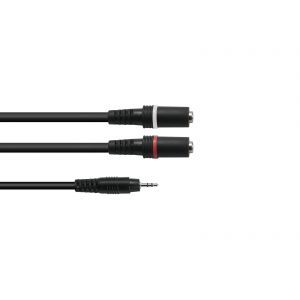 Cablu Omnitronic 3.5 Jack/2xJack 1.5m negru
