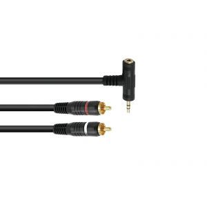 Cablu Omnitronic 3.5 T-Jack/2xRCA 1m negru