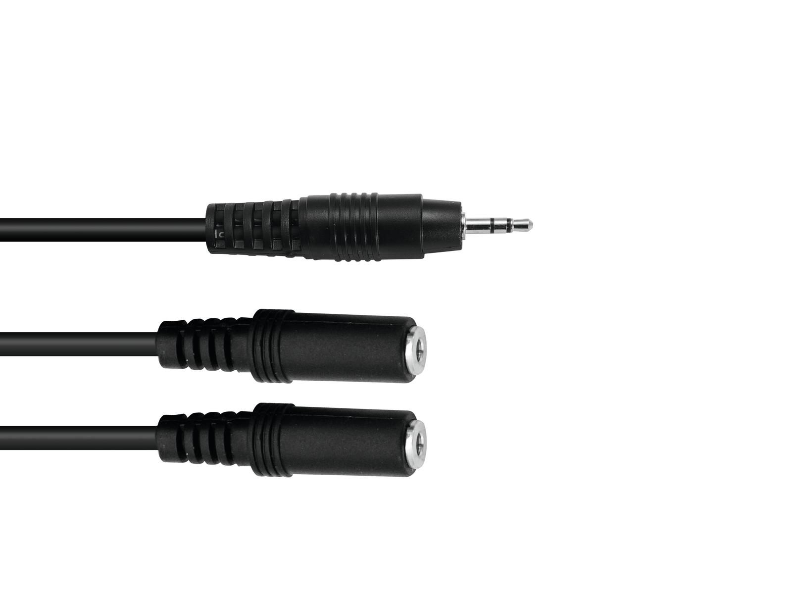 Cablu Omnitronic 3.5 Jack/2xJack 0.1m negru