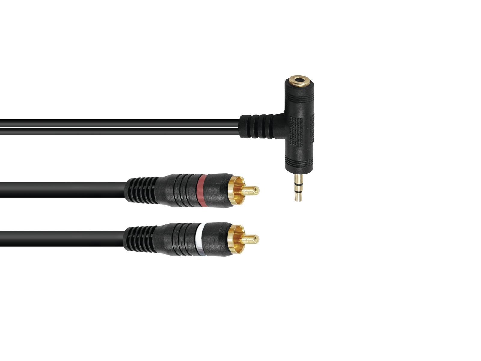 Cablu Omnitronic 3.5 T-Jack/2xRCA 1m negru